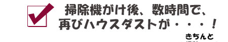 掃除機がけ後、数時間で再びハウスダストが