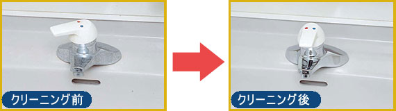 蛇口まわりの頑固な水垢もキレイに落とします